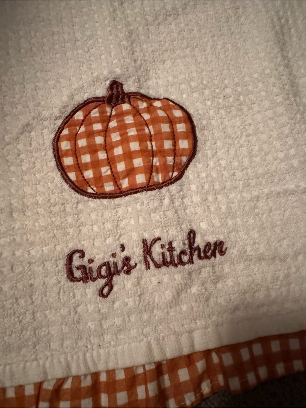 Orange Plaid Pumpkin Kitchen Towel